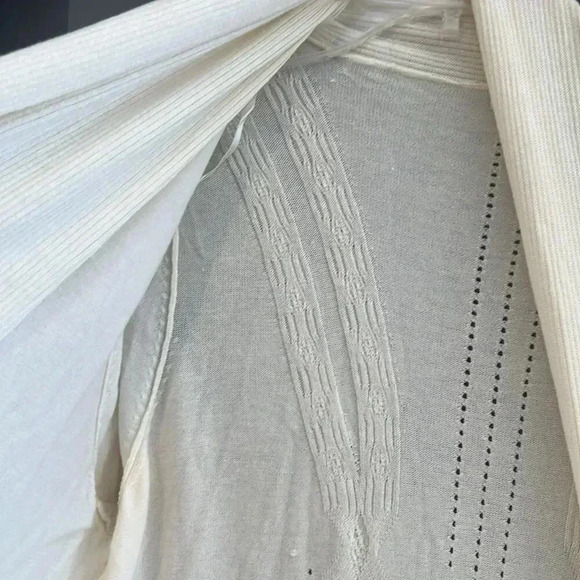 Cato Women's XL Ivory Cable-Knit Drape Open Cardigan Sweater - Picture 2 of 7